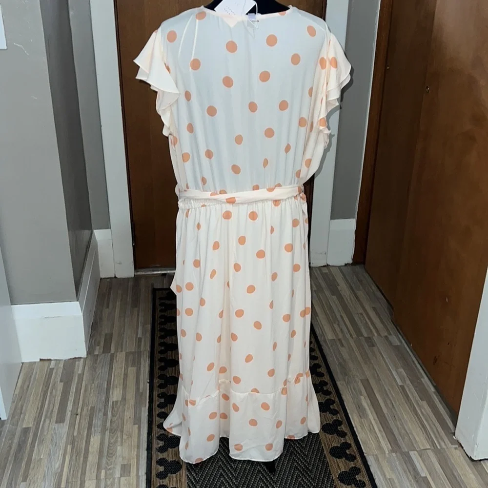 LC Lauren Conrad polka dot faux wrap midi dress
